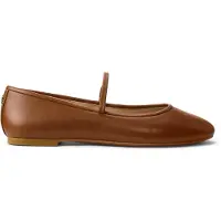 Ralph Lauren för kvinnor. 802977874002 Jayna-tofflor i brunt nappaläder (39), Hud, Karta, Ingen, Spänne, Casual, Klassisk