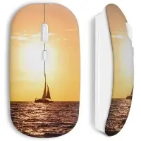 CAPACHEAP Souris Sans Fil Bateau coucher de soleil