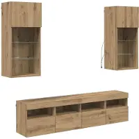vidaXL TV-väggenheter med LED 5 pcs Artisan Ek 40,5 x 30 x 90 cm