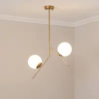 Opviq Glas pendellampa Dolunay , dimbar, Mässing / guld, Vardagsrum / matsal, Metall, Modern, Pendellampa