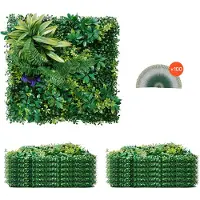 Vevor Konstgräsväggpaneler, 12 st 20 x 20 tum, 3D-kombination av grönska i buxbom för inomhus- och utomhusgröndekor och murgröna, avskild bakgrund, vägghäckskärm för trädgård