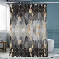Shower curtain Home Decor Lyx guldmarmorering Duschdraperier Geometriska ränder Draperier för badrumstillbehör Set Badkarsgardin med krokar Vattentät 180x180cm