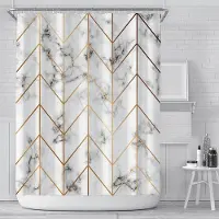 Shower curtain Home Decor Lyx guldmarmorering Duschdraperier Geometriska ränder Draperier för badrumstillbehör Set Badkarsgardin med krokar Vattentät 180x200cm