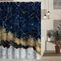 Shower curtain Home Decor Lyx guldmarmorering Duschdraperier Geometriska ränder Draperier för badrumstillbehör Set Badkarsgardin med krokar Vattentät 180x200cm