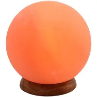 WAGNER LIFE Saltlampa Planet, 2 kg, träsockel, bärnsten Planet, Gul / orange, Vardagsrum / matsal, Sten, Bordslampa