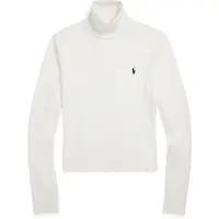 Ralph Lauren för kvinnor. 211959287003 Jersey Polokrage vit (M), Casual, Bomull, Lång ärm