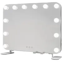 Glow Up - Makeup Artist Mirror - Square w. 12 LED Lamps - White