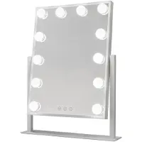 Ginza.se Glow Up- Makeup Artist Mirror - Square Tilt w. 12 LED Lamps - White