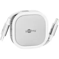 Goobay utdragbar USB-C-kabel - 1m, 15W - Vit