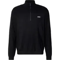 BOSS Zip-neck virgin wool-blend sweater with logo