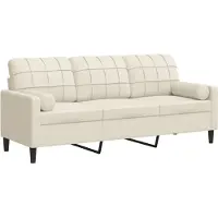 vidaXL 3-sitssoffa med prydnadskuddar gräddvit 180 cm sammet