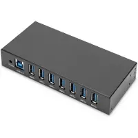 Digitus DA-70258-1 USB-hubb 7 Port USB-A USB 3.0 5 GBit/s Industri, Metallhölje, med status-LED, för internt och externt bruk, kontrollerbar via PC, väggfäste
