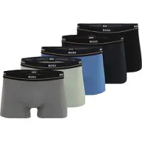 BOSS Five-pack of stretch-cotton trunks with logo waistbands