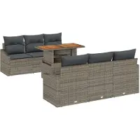 vidaXL Trädgårdsoffset med lagring 7 pcs Grå Poly rattan