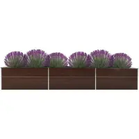 vidaXL Odlingslåda upphöjd galvaniserat stål 480x80x45 cm brun