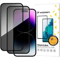 Wozinsky iPhone 17 Pro Max Super Tough Privacy härdat glas - 9H, 2 st. - Svart kant