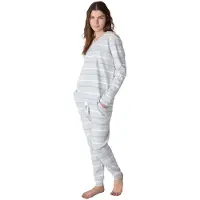 J&j Brothers JJBFP1600 Dampyjamas i bomull med lång ärm och v-ringning