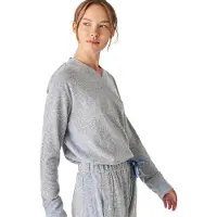 J&j Brothers JJB5 Pyjamas med lång ärm och V-hals i mjuk trikå för kvinnor