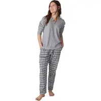J&j Brothers JJBFP1501 Dampyjamas med lång ärm och V-ringning