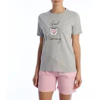 Kisses&love Sommarpyjamas dam 100 % bomull KL40000 Kortärmad T-shirt och shorts, vår-sommar pyjamas