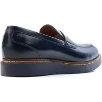 Base london Sid Läder Mäns Marinblå Loafers