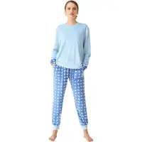 J and J Brothers Långärmad pyjamas med V-ringning för kvinnor JJBDP0801