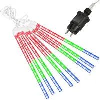 Springos julbelysning 144 LED snöfallsslingor 8 st. multicolor utomhus universal