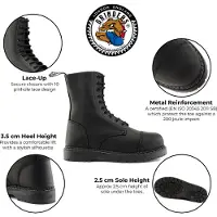 Grinders Unisex Black Leather Steel Toe Cap Lace Up Boots - Stag ACS