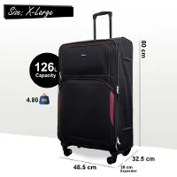 Infinity Leather Expanderbar mjuk svart extra stor 8-hjuls lätt resväska bagageväskor