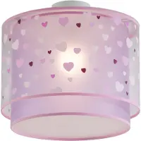QAZQA Taklampa för barn rosa med hjärtan - Harrie in Love