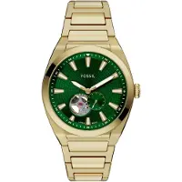 Fossil Analog klocka 'EVERETT' guld / mörkgrön / vit