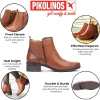Pikolinos Dam Cuero Bruna Läder Ankelboots med Dragkedja och Klack - Malaga