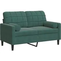 vidaXL 2-sitssoffa med kuddar, mörkgrön, 120 cm, sammet
