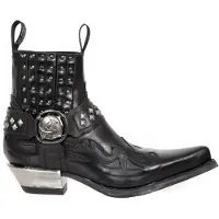 New rock Nötta Svarta Läder Western Biker Boots-7950-S1
