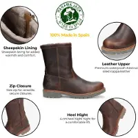 Panama jack Men's Fedro Igloo C10 Brown Leather Biker Ankle Boots