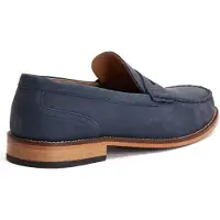 Base london Garfield Leather Loafers i marinblå för män