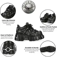 New rock M-120NR-C1 Svart läder Gothic Platform Ankelboots