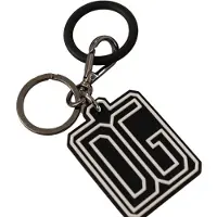 Dolce&Gabbana Svart Vit DG Gummilogo Silver Ring Herrnyckelring