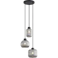 QAZQA Smart pendellampa svart med rökglas 3-ljus inkl. WiFi A60 - Ana