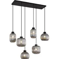 QAZQA Smart taklampa svart med rökglas 6-ljus inkl. WiFi A60 - Ana