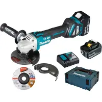 Makita DGA513RTJ DGA513RTJ Vinkelslip batteridriven 125 mm inkl. laddare, inkl. 2x batterier, inkl. väska 18 V 5 Ah