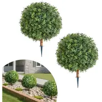 Vevor Konstgjorda Topiary Buxbomträd med Markspett, 2 Set 559mm Konstbuskar &amp; Buskar Krukväxter, Konstgjorda Sidenträd Ser Äkta Ut För Dekor Veranda Utomhus Inomhus Terrass Trädgård Balkong Bakgår