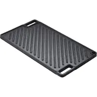Vevor Vändbar Grill/Steckpanna, 23 x 41 cm Förkryddat Gjutjärnsstekpanna, Rektangulär Stekpanna med Dubbel Brännare, Non-stick Family Pan Kokkärl med Handtag, Platt Tallrik för BBQ, Gasgrill, Svart