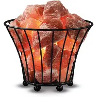 WAGNER LIFE Saltlampa Eldkorg liten, svart, bärnsten Feuerkorb, Gul / orange, Vardagsrum / matsal, Sten, Bordslampa