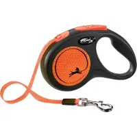 Flexi New NEON bånd S, 5M, 15KG, black/neon orange
