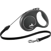 Flexi Black Design, automatiskt hundkoppel, svart/silver, M, 5m, rep