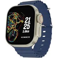 Hammer Active 2.0 Plus 2,1 HD-skärm Smartklocka med gestkontroll, Bluetooth-samtal, DIY Watch Face Studio, sportlägen, funktionell krona(Blå) blå