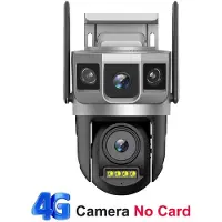 LS VISION 12MP 6K Dubbla Linser Trippel Skärmar 4G-SIM IP-Kamera WiFi Smart Nätverk Trådlös Övervakning V380 Säkerhetsskydd CCTV Hemkameror 4G Cam No Card