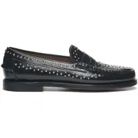 Sebago för kvinnor. 78118KW Dan Studs Leather Loafers svart (36), Hud, Karta, 1 till 3 cm, Ingen, Casual, Parti, Klassisk