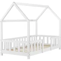 En.casa Juniorsäng Sisimiut hussäng 140x70cm furu vit med sängskydd []